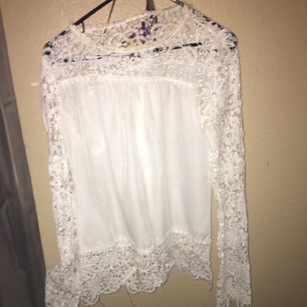 White blouse with see through arms